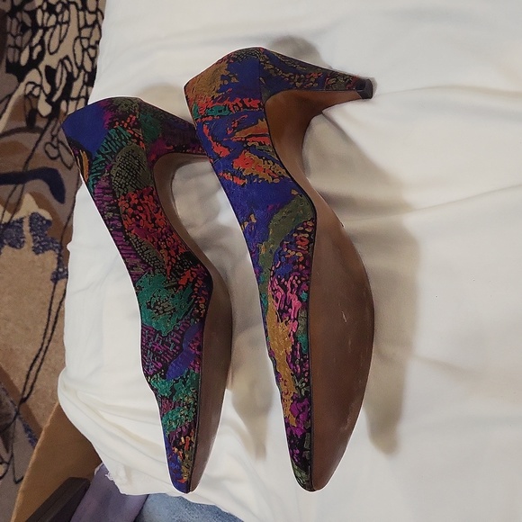 Life Stride Retro Satin Covered Pumps Splatter Shimmery Multicolor Size 11 AA - Picture 5 of 11